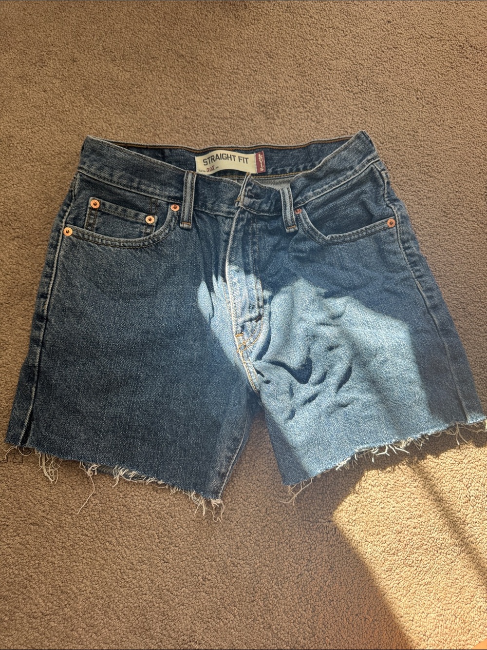 Levi's Dark Blue Raw Hem Denim Shorts